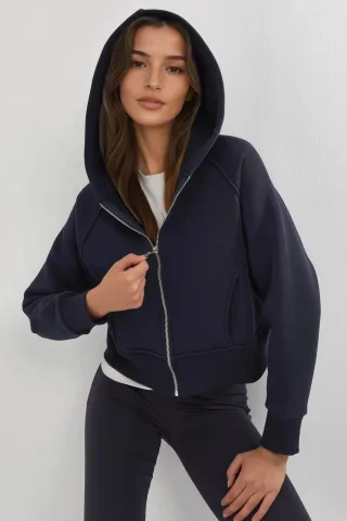 Lässige Passform mit Reißverschluss Hoodie