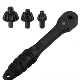 Universal Ratchet Drill Chuck Key 3 Socket Sizes 1.5-10mm 1.5-13mm 3-16mm 45 Steel Rubber Handle Dual Head Wrench for El