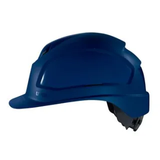 uvex pheos IES Schutzhelm mit Lüftung - mit Drehradsystem - langer Schirm blau 55 cm - 61 cm - 9772540