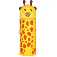 Legami Federmäppchen 2-in-1 Silikontasche 18,5 cm für Stifte und Marker, Kawaii Giraffe Design, Tischstifthalter, Reißverschluss