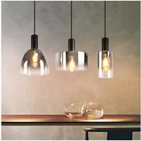 Nettlife Pendelleuchte 3/4 rauchgrauem Glas E27 Fassung Industrielle Hängeleuchte, Höhenverstellbar, LED wechselbar, Pendellampe für Wohnzimmer Küche Esszimmer