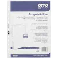 Otto Office Prospekthülle Standard, 100 Stück, glasklar, Format A4, Multilochung, Öffnung oben
