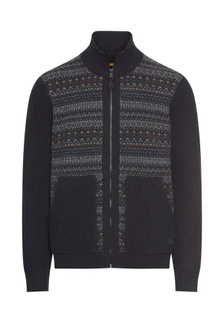 camel active - Strickjacke mit Stehkragen dark navy - Gr. - XXL