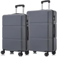 YONSLY Kofferset Reisekoffer Set Hartschale ABS, 4 Rollen, (Spar-Set, 2 tlg., Hartschalen Trolley Set), Wasserabweisend Stoßfest Robust
