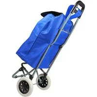 HELO24 Einkaufstrolley Trolley Einkaufswagen Handwagen Koffer Handgepäck blau klappbar