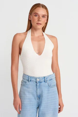 Rippstrick-Haltertop-Bluse