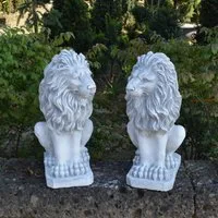 gartendekoparadies.de Gartenfigur Löwen Satuen Steinfiguren 2er-Set, H. 53 cm, 78 kg, (1 St., 2er-Set), Frostsicher