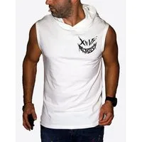 RMK Tanktop Herren Muskelshirt Gym Shirt Smiley Smyle mit Kapuze Ärmellos