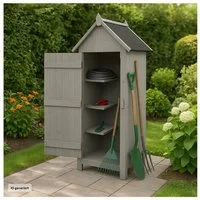HTI-Living Garten-Geräteschrank Gartengeräteschrank aus Holz Grau, (Stück, 1 St., 1 Gerätschrank)