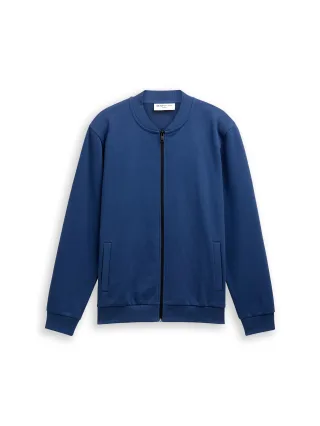 Denim Tom Tailor - Sweatjacke mit Bomberkragen ocean night blue - Gr. - S