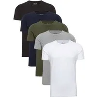Yazubi T-Shirt Set Herren Basic Regular Fit 5er-Pack (Packung, 5-tlg., 5er-Pack) Baumwolle mit Stretch, Rundhals, Kurzarm, Unterziehshirt, weich
