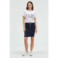 SOCCX Jeansrock Kurzer Jeansrock AN:NE mit Print 5-Pocket-Style