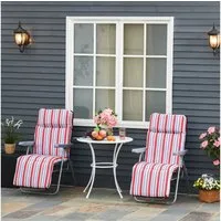 Outsunny Gartenliege Liegestuhl Set mit Kissen, Gartenliege, 2 St., Sonnenliege, Stahl Polyester Rot 60 x 75 x 102 cm