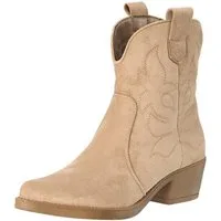 Salinyang Cowboy Boots Damen kurz mit Stickerei & Western Blockabsatz Stiefelette