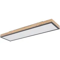 GLOBO LIGHTING LED Deckenleuchte DORO, LED fest integriert, Warmweiß, Rechteckige Deckenlampe, 3000 Kelvin, Wohnzimmer, Holzoptik, Eiche