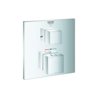 Grohe Grohtherm Cube Fertigmontageset 24155000 chrom, UP-Wannen-Thermostat mit 2-Wege-Umstellung
