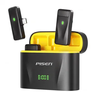 PISEN MC1 1-To-1/1-To-2 2.4G Wireless Lavalier Microphone with Charging Case 360° Omnidirectional HiFi Mic DSP Noise Can