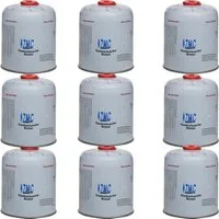 ZMC Gaskartusche 9x Universal Camping Propan Butan Gas 450g Schraubventil Gaskartusche, Zubehör für Butangas Druckgasdose Gaskocher / Gaslötgeräte / Abflammgeräte Eurogewinde, Schraubventil Gaskartuschen 900ml Ventilkartusche Gewindeanschluß