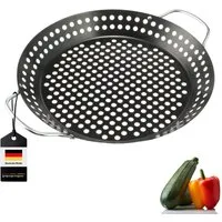 bremermann Grillplatte Grillpfanne, Grillplatte antihaftbeschichtet, 37,5 x 30,5 cm (1-St), Grillfläche ca. Ø 24 cm, perforierter Boden