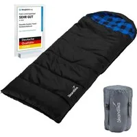 Skandika Kinderschlafsack Dundee Junior, 2-Wege Reißverschluss, Innentasche mit Klett, Packsack (Wärmeisolierender Stoffsteg gegen Kältebrücke), Baumwollflanell, wasserabweisend, 3 Jahreszeiten, bis -15 °C