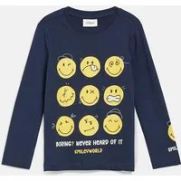 s.Oliver Langarmshirt T-Shirt Smiley® Longsleeve mit Front- und Ärmelprint