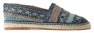 Gewebte Leder-Espadrilles Slipper