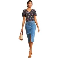 Love & Roses T-Shirt Love & Roses T-Shirt mit Bogenkante, Regular (1-tlg)