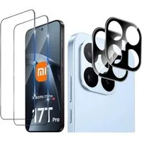 CLM-Tech Displayschutzglas 2X und Kameraschutz 2X für Xiaomi 17T Pro / Xiaomi 17T für Xiaomi 17T Pro, - Spar-Set (2x Display Panzerglas und 2x Kameraglas), 4 Stück, Anti-Fingerabdruck und blasenfreie Anbringung