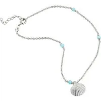 SilberDream Fußkette mit Anhänger SilberDream Muschel Fußkette Damen, Damen Fußkette Muschel aus 925 Sterling Silber, Farbe: hellblau, silbe