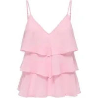 ONLY Trägertop ONLLINN LIFE FLOUNCE SINGLET WVN NOOS Kunstfaser, regular fit