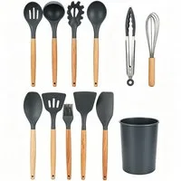 ibettertec Kochbesteck-Set 12-teiliges Silikon Küchenhelfer-Set, vielseitige Kochutensilien, 12-teiliges,antihaftbeschichtetes Kochbesteck,Silikon