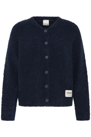 ICHI - Strickjacke mit Knopfleiste - Ihblarisa blau - Gr. - XS
