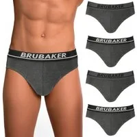 BRUBAKER Slip 4er Pack Herren Komfort Unterhosen mit elastischem Bund (Mehrfachpackung, 4-St., 4er-Pack) Männer Slips Stretch Unifarben Unterwäsche