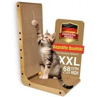 LINUMA Kratzbrett 68cm hoch ür Katzen – langlebig, robust & platzsparend, Katzen Kratzbrett aus Pappe – platzsparend, stabil & umweltfreundlich