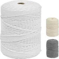 MORRENT Makramee-Garn 3mm x 300m,100% natürliche Baumwolle, superweiches garn Bastelgarn, 300,00 m