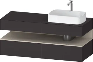 Duravit Qatego Konsolenwaschtischunterbau wandhängend Graphit Supermatt 1400x550x600 mm - QA47660838 QA4766083800000