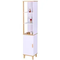 relaxdays Hochschrank Hoher Badezimmerschrank Tür & 3 Ablagen
