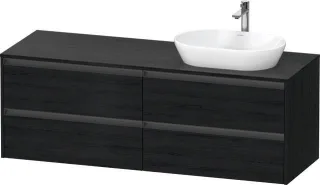 Duravit Ketho.2 Konsolenwaschtischunterbau wandhängend Eiche Schwarz Matt 1600x550x568 mm - K24899R1 K24899R16160000