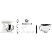 KitchenAid Küchenmaschine 5KSM125EPL+5KSM5GB+5KSMFGCA, 300 W, 4,8 l Schüssel, Set aus Küchenmaschine mit Glasschüssel und Fleischwolf
