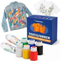 7 Artists Textilfarbe Textilfarbe Waschmaschinenfest Set - Stoffmalfarben Waschfest, für helle und dunkle Textilien