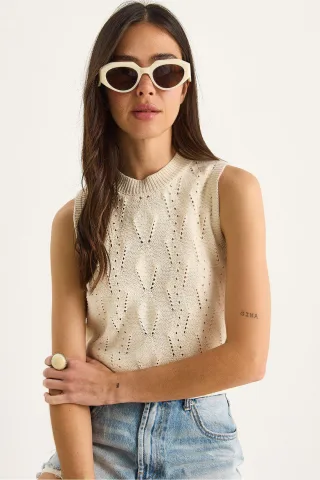 Halb-Turtleneck Strickbluse