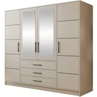 MIRJAN24 Kleiderschrank Bali 4D (mit Drehtüren, Spiegel und Schubladen) Schrankaufsatz als Option
