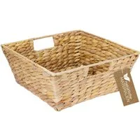 HMF Aufbewahrungskorb Präsentkorb, Geschenkkorb leer, Aufbewahrungskorb geflochten aus Wasserhyazinthe, 30 x 30 x 12 cm
