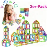 POPOLIC Magnetische Bausteine, 40 Teile Magnetbausteine Magnete Kinder Magnetspielbausteine, (Magnetspielzeug Tiles, Magnet bausteine für Spielzeug ab 3 4 5 6 Jahre Kinder Jungen und Mädchen Geschenk, 2 St., Starker Magnetismus, Hoher Haftkraft)