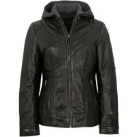 Jilani Lederjacke Iris Jilani Collection - Damen Lederjacke Lammnappa Kapuze schwarz