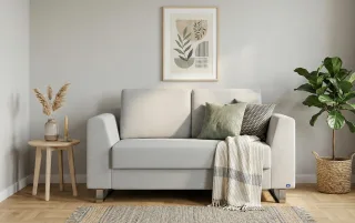 BRUNO Schlafsofa 160cm in Hellgrau | Klassik | stabiles Massivholz & Boxspringkomfort