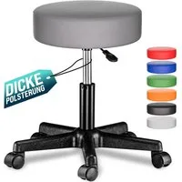 Casaria Drehhocker 100% Metall, Höhenverstellbar 10cm Polsterung 46-60cm Sitzhöhe 360° Drehbar Ø35cm