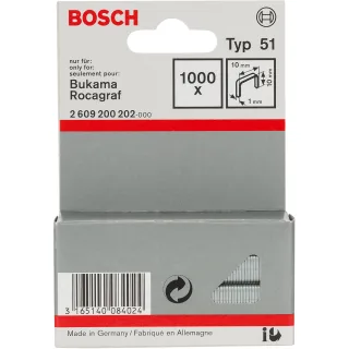 Bosch Flachdrahtklammer Typ 51, 10 x 1 x 10mm - 2609200202