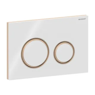 Geberit Sigma 50 Round Betätigungsplatte 115650SI1 Platte/Taste weiß, Ring rotgold, für 2-Megen-Spülung