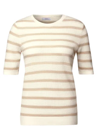 Cecil - Gestreifter Strukturpullover beige - Gr. - XS